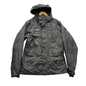 Sims Snowboarding Jacket Women's L Black Checkered Hooded‎ Technical Snow Shell